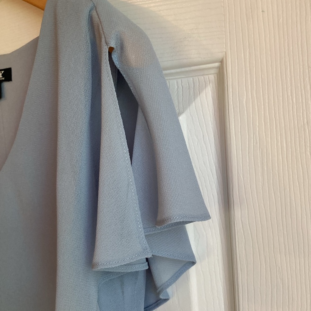 Semi-Formal Dusty Blue Ruffle Dress - Picture 3 of 5